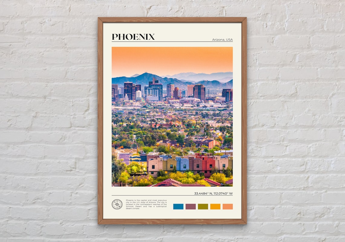 Phoenix Arizona Travel Poster, Real Photo Print