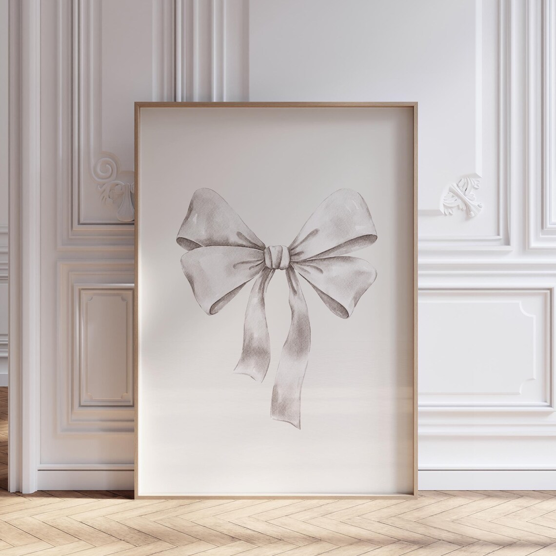 White Bow Print, Preppy Coquette Watercolor Art Print