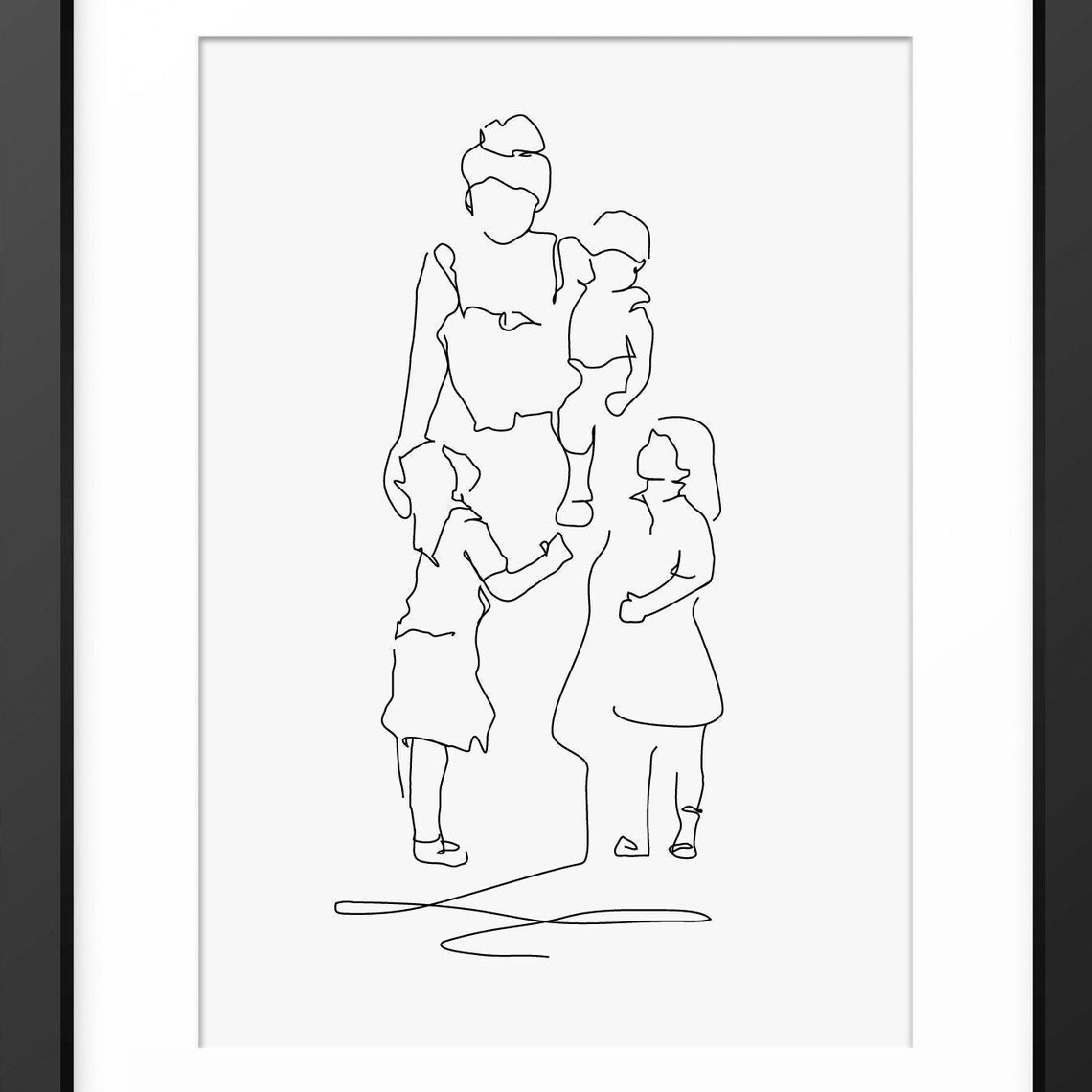 Family Print Mother And Children Art Mother And Children Print Line Art Line Drawing Mothers Day Gift Gift For Mum Mom Illustration