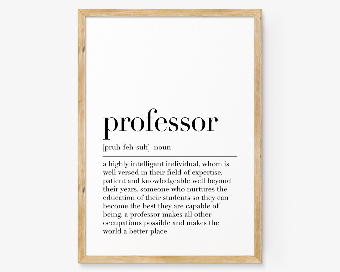 Professor Dictionary Definition Educator Appreciation Poster