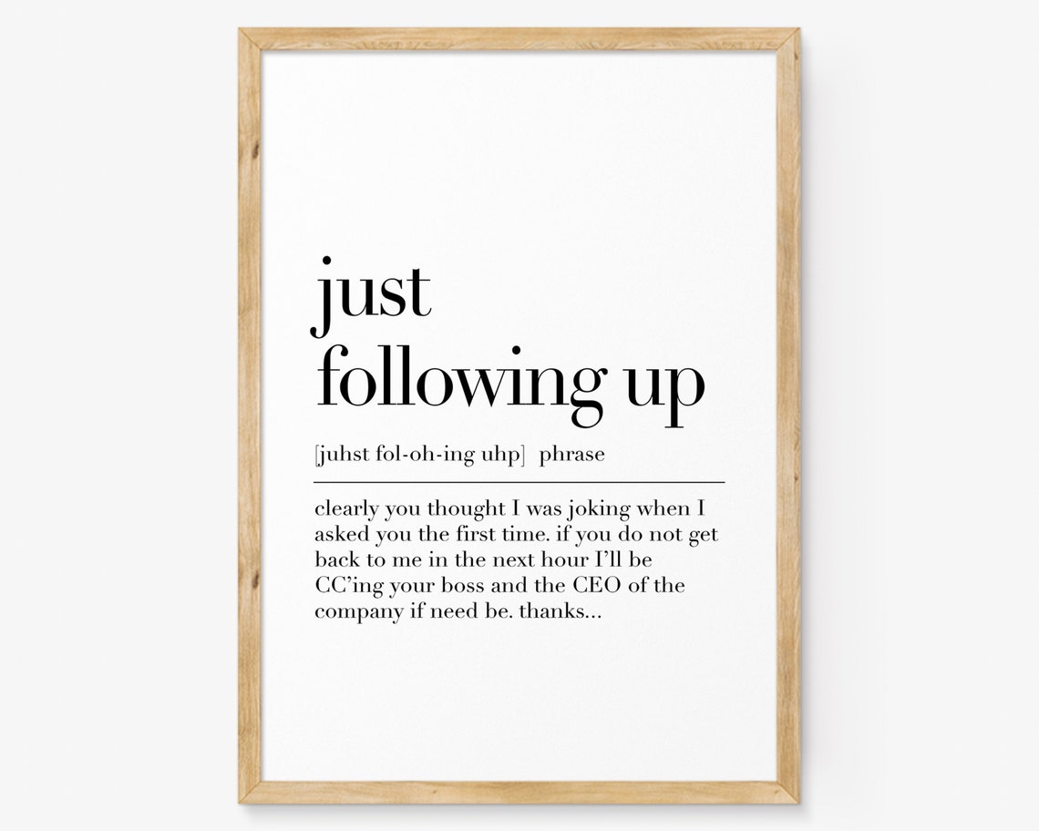 Just Following Up Funny Office Email Phrase Definition Poster