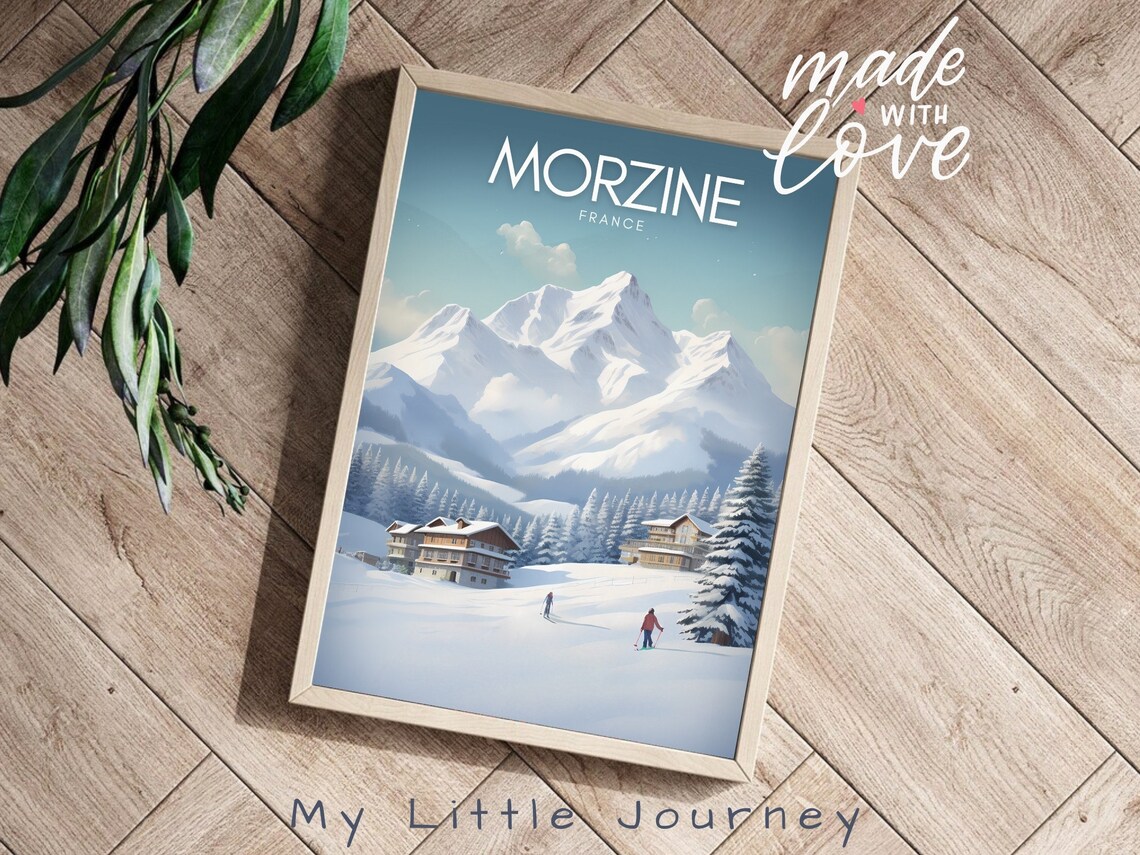 Morzine Poster Mountain Wall Art Vintage Ski Poster Winter Landscape France Poster French Alps Holiday Decor