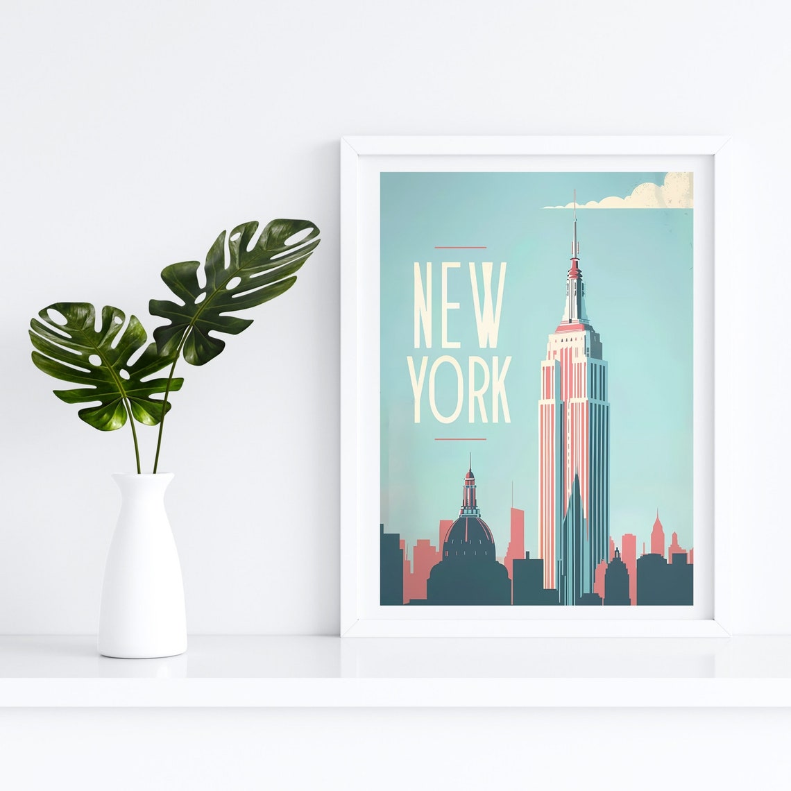 New York City Empire State Building Skyline Retro Travel Poster - Image 4