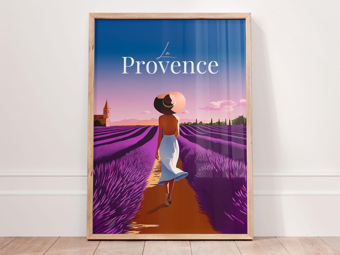 La Provence Poster Boho Wall Art Lavender Painting City Prints France Wall Art French Gift French Travel Poster