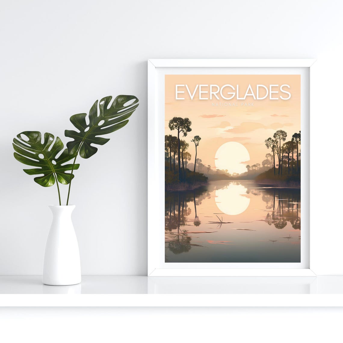 Everglades National Park Sunset Over Wetland Travel Poster Art - Image 4