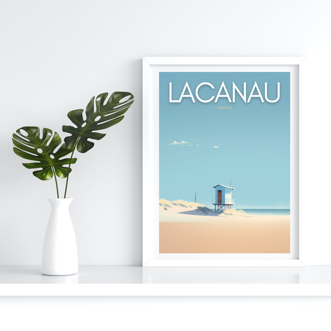 Lacanau France Beach Lifeguard Hut Minimalist Travel Poster Art - Image 4