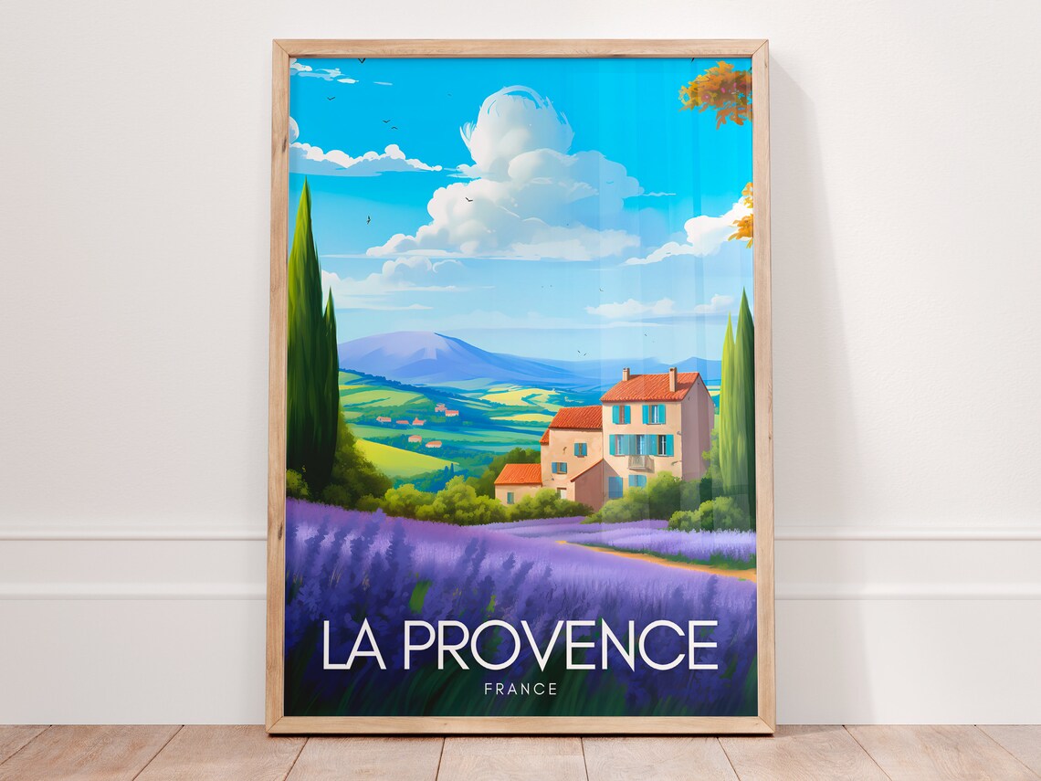 La Provence France Lavender Field Stone Farmhouse Travel Poster