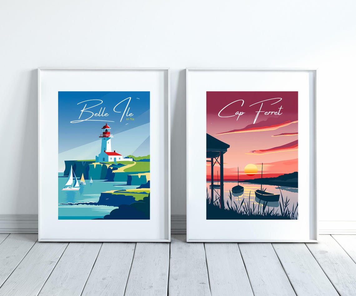 Cap Ferret Poster France Wall Art City Prints French Gift Bassin Darcachon Travel Poster Coastal Wall Art - Image 3