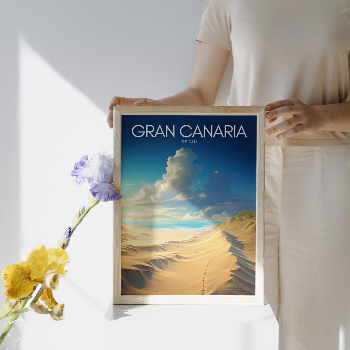 Gran Canaria Spain Poster with Golden Dunes Leading to Turquoise Sea - Image 3