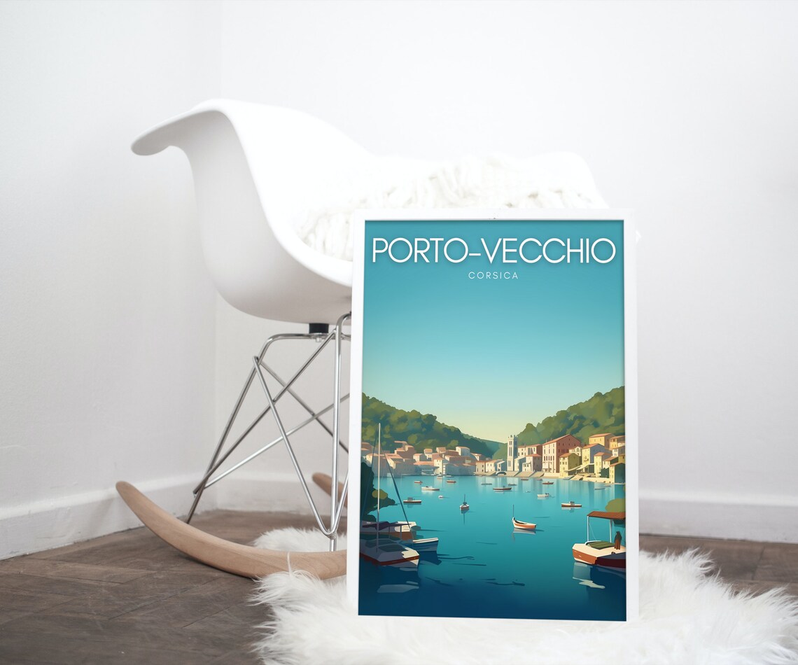 Porto Vecchio Print Corsica Wall Art Wall Hanging Coastal Decor Holiday Gift South Of France Travel Poster Porto Vecchio - Image 3