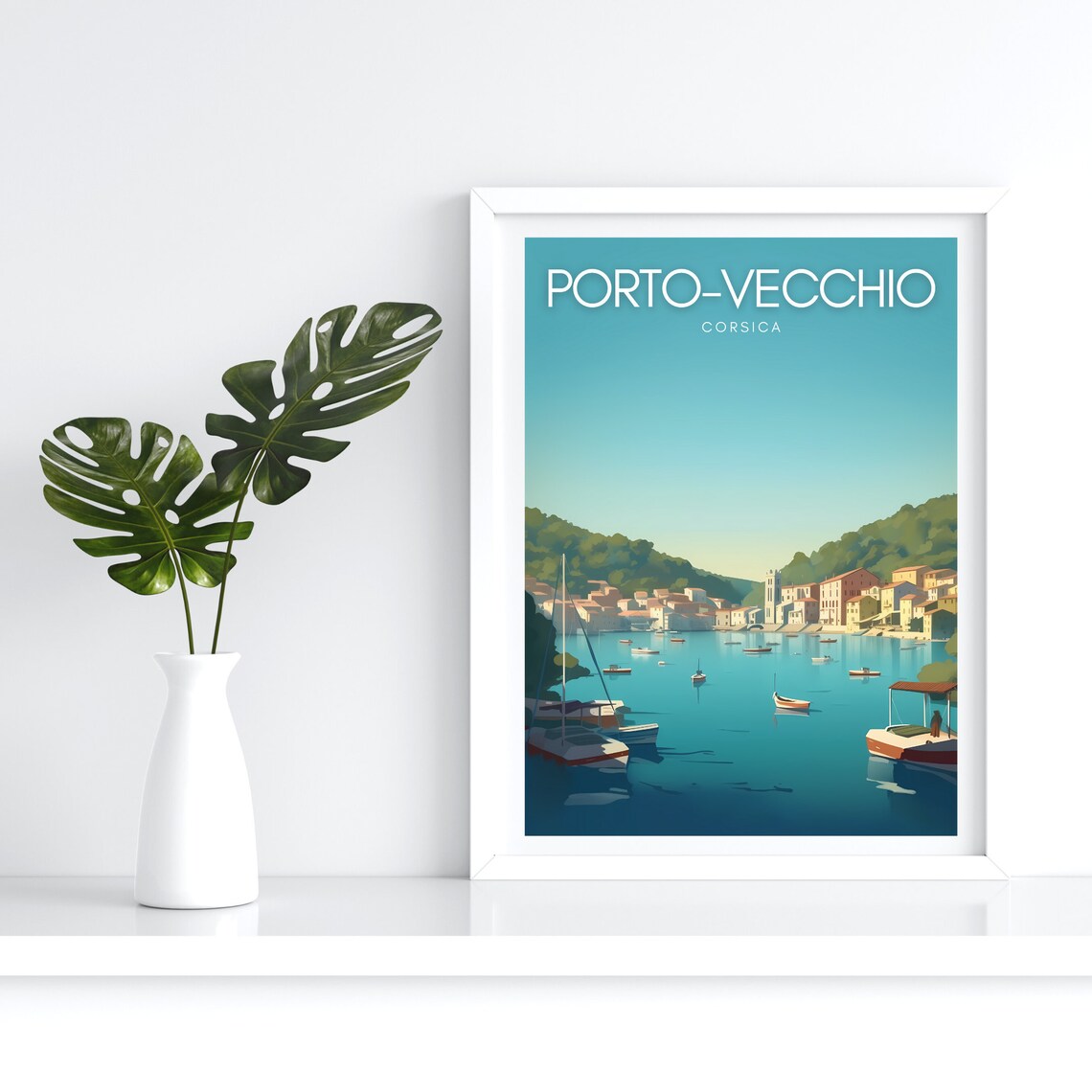 Porto Vecchio Print Corsica Wall Art Wall Hanging Coastal Decor Holiday Gift South Of France Travel Poster Porto Vecchio - Image 4