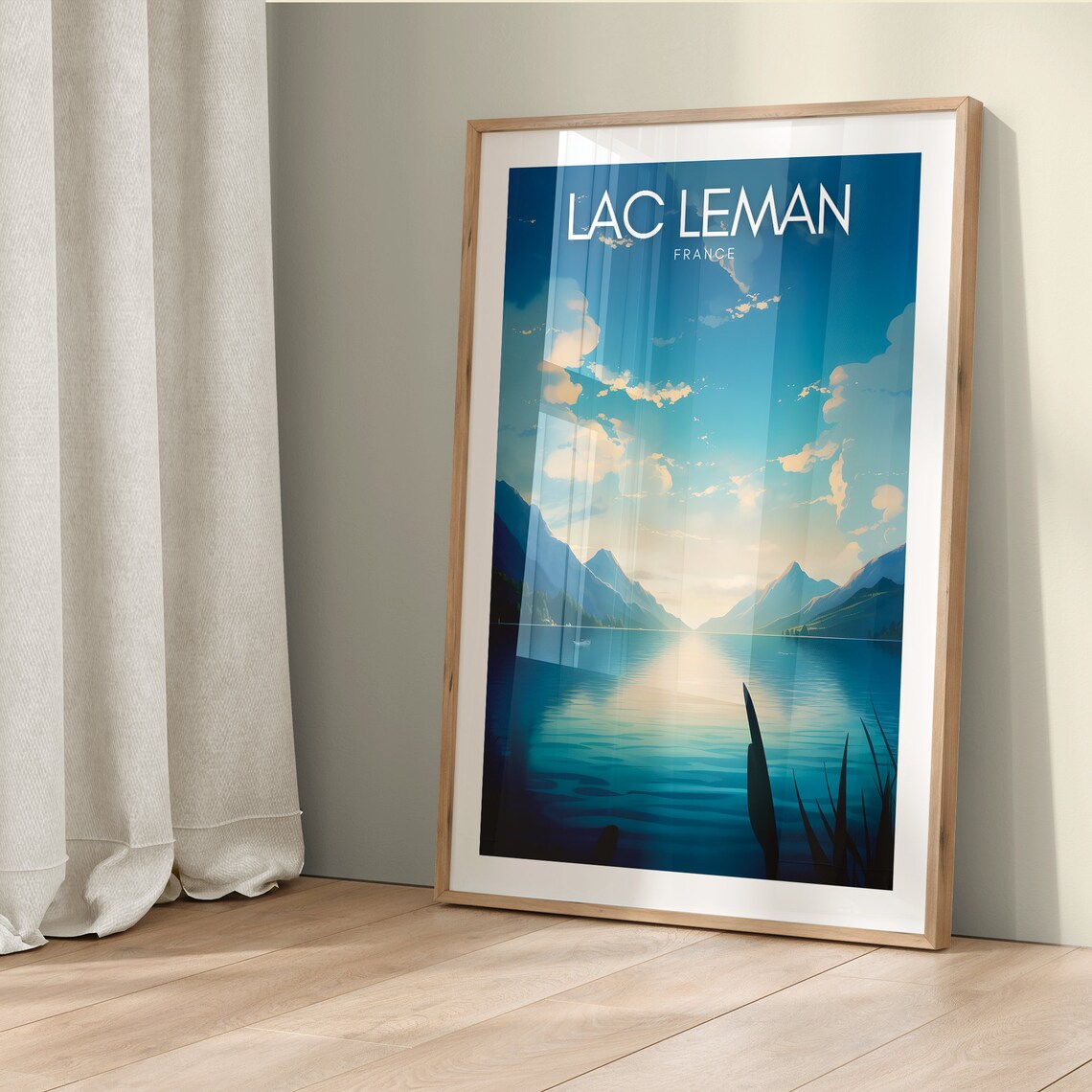 Lac Leman France Lake Geneva Sunrise Mountains Travel Poster - Image 5