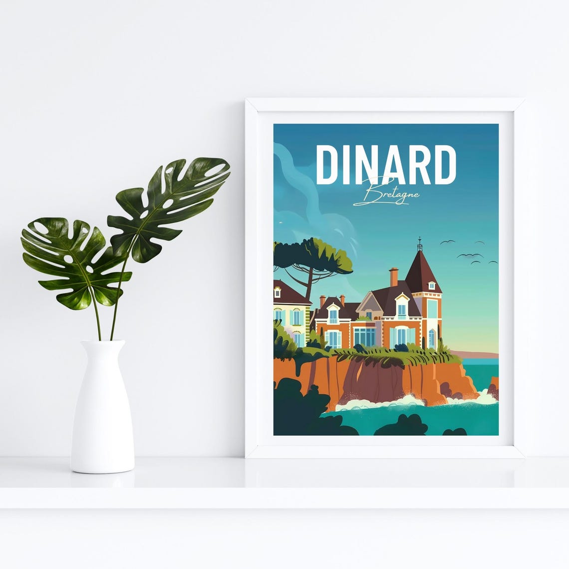 Dinard Bretagne Seaside Villas on Emerald Cliffs Travel Poster - Image 3