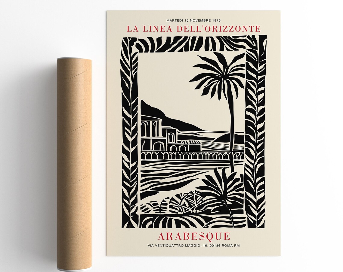La Linea Dell'Orizzonte Arabesque Rome 1976 Exhibition Poster - Image 3