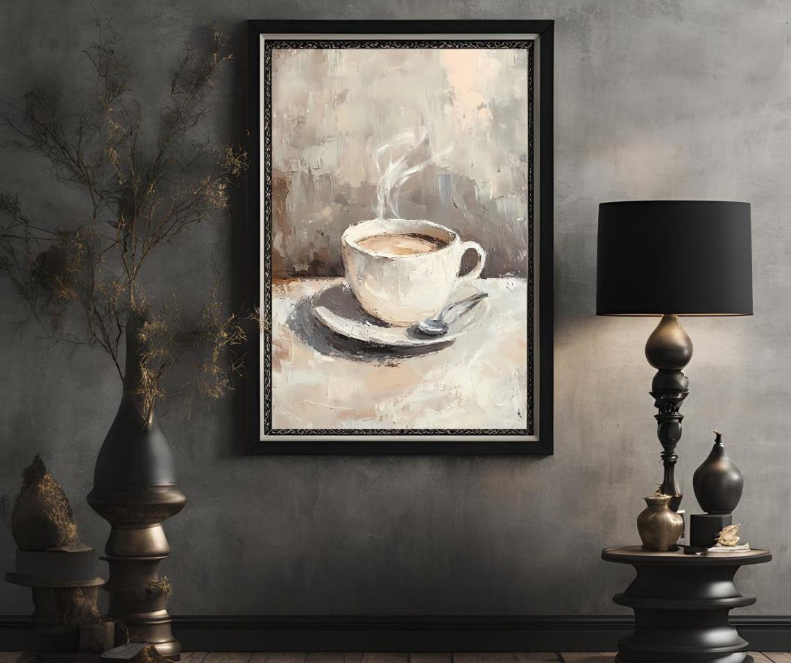 Neutral Coffee Art Moody Kitchen Wall Art Coffee Lover Gift Coffee Bar Decor Housewarming Art Print Minimalist Art - Image 2