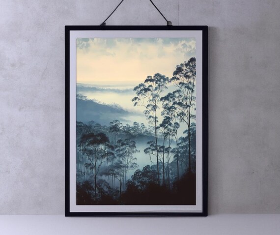 Mist Dark Academia Wall Art Vintage Dark Cottagecore Prints Moody Farmhouse Home Decor Gothic Abstract Forest Oil Painting