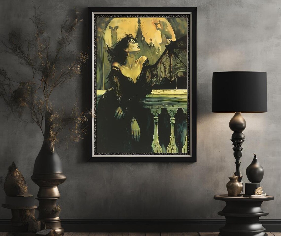 Gothic Winged Woman Portrait, Dark Fantasy Art Print - Image 2
