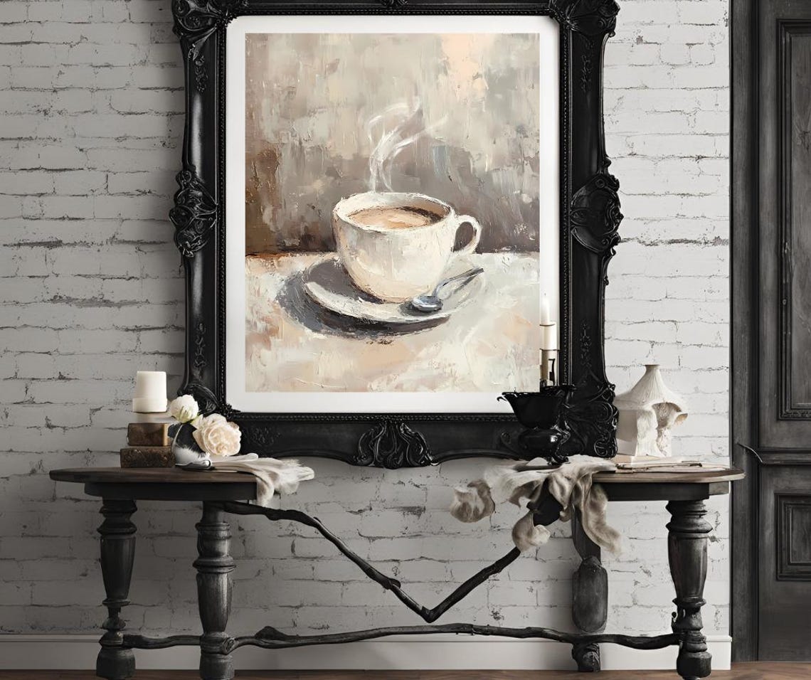 Neutral Coffee Art Moody Kitchen Wall Art Coffee Lover Gift Coffee Bar Decor Housewarming Art Print Minimalist Art - Image 4