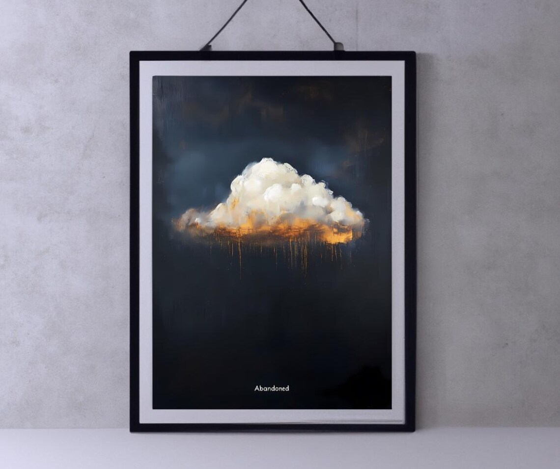 Abandoned Glowing Cloud Dark Moody Storm Oil Painting Art Poster