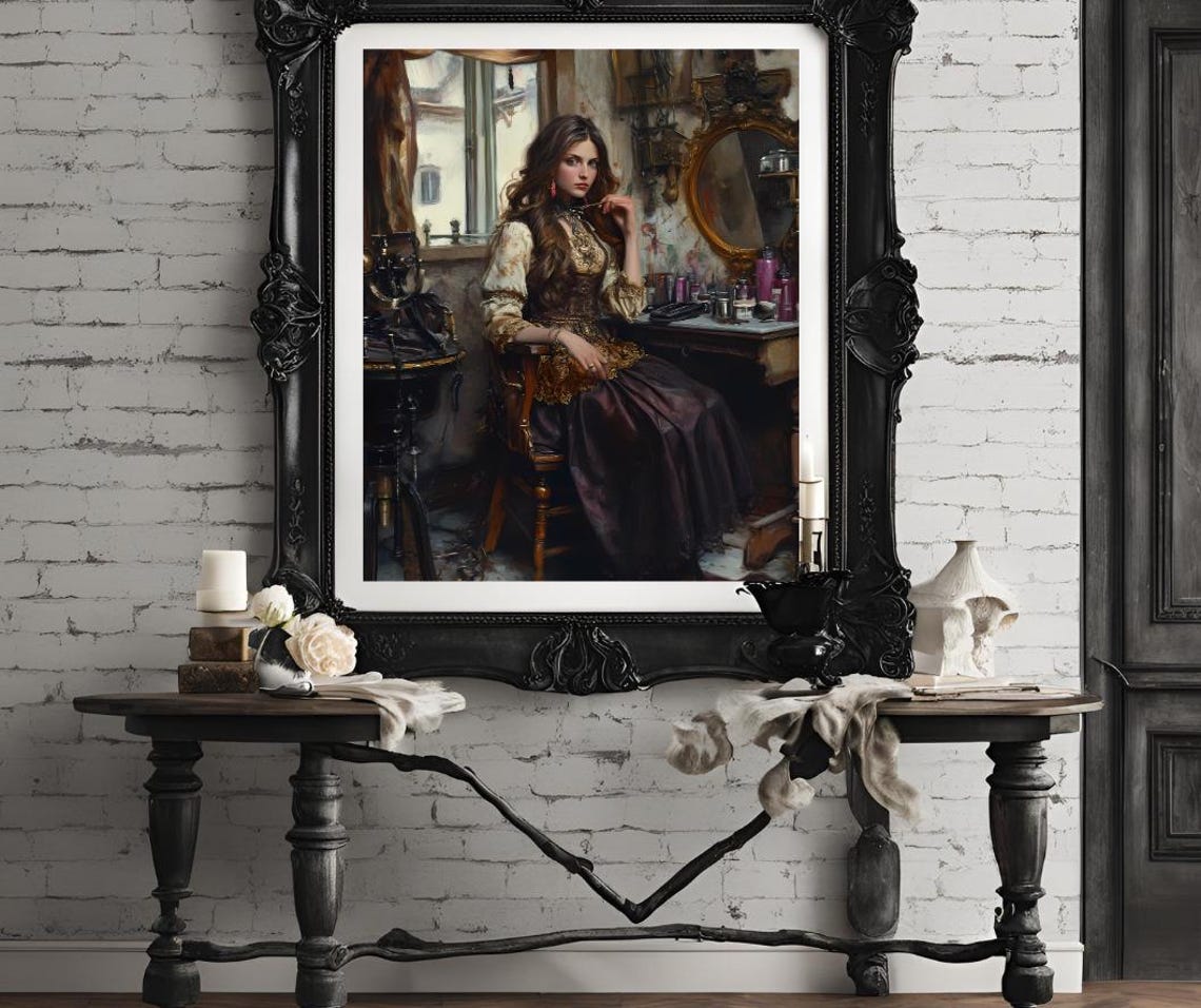 Elegant Vintage Woman Rustic Vanity Room Romantic Classic Art Poster - Image 4