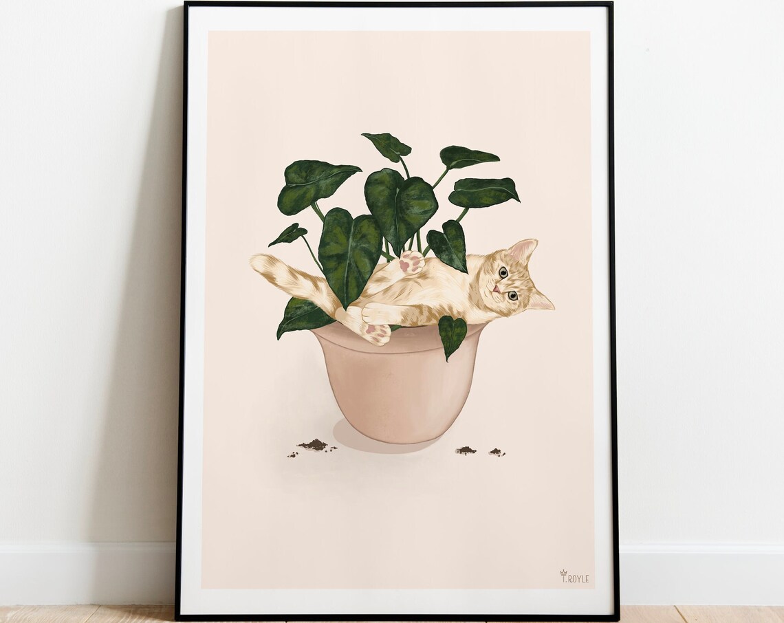 Plant Cat Print, Funny Cat Lover Art Poster - Image 2