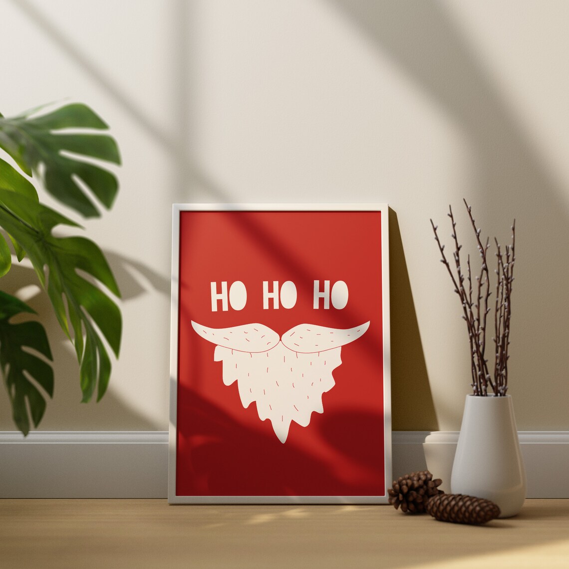 Ho Ho Ho Santa Claus Beard And Mustache Red Christmas Poster - Image 2