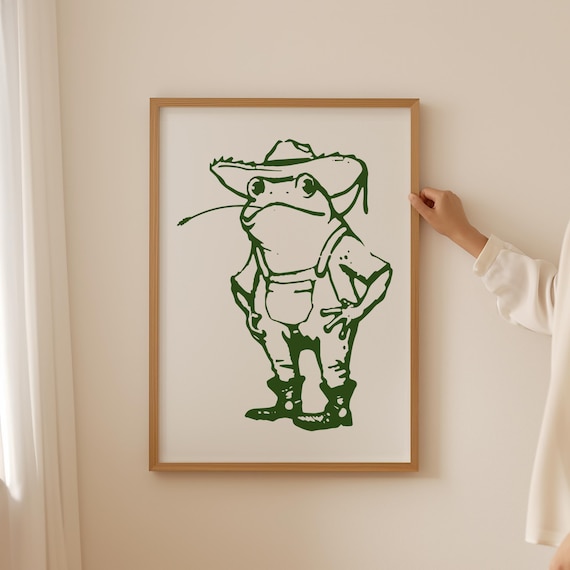 Cowboy Frog Farmer Funny Cute Southwest Art Print