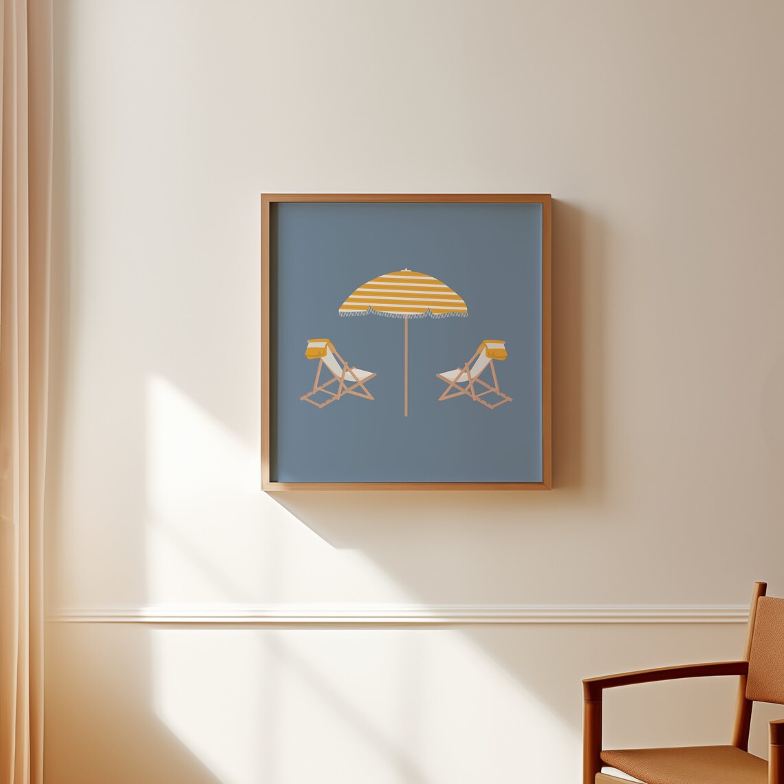 Minimalist Beach Chair Print, Coastal Summer Poster - Image 3