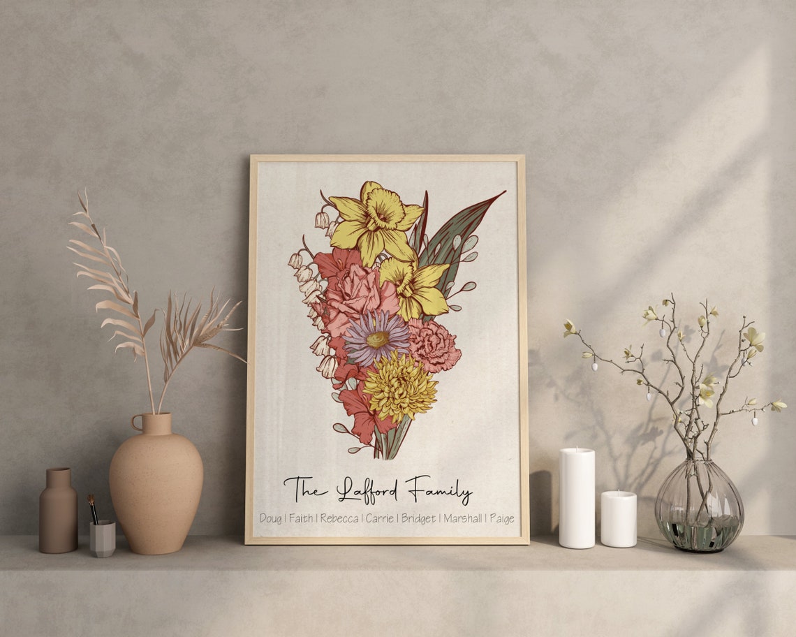 The Smith Family Vintage Bouquet Daffodil Marigold Keepsake Poster - Image 3