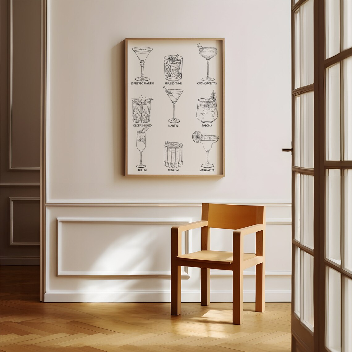 Minimalist Cocktail Line Art, Modern Whiskey Bar Print - Image 3