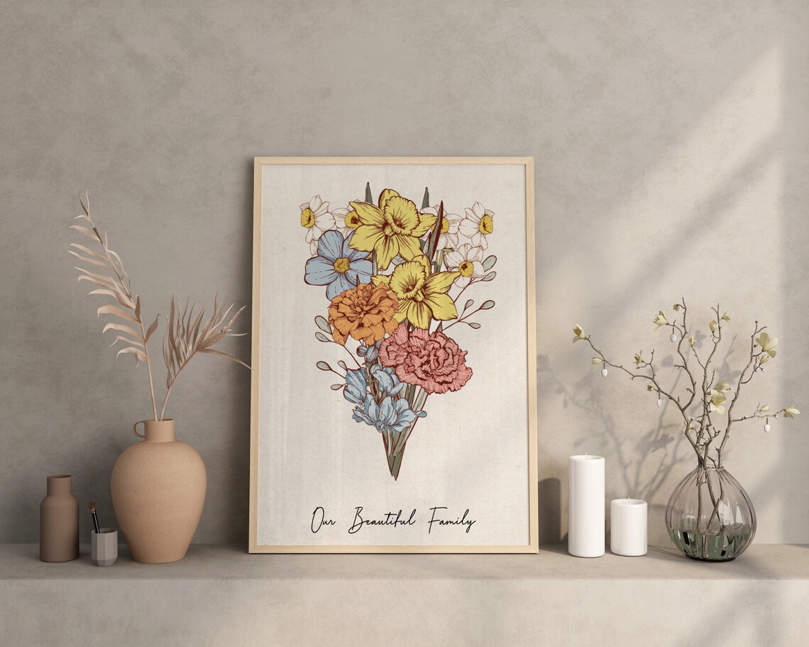 Birth Flower Bouquet Grandmas Garden Art Print - Image 4