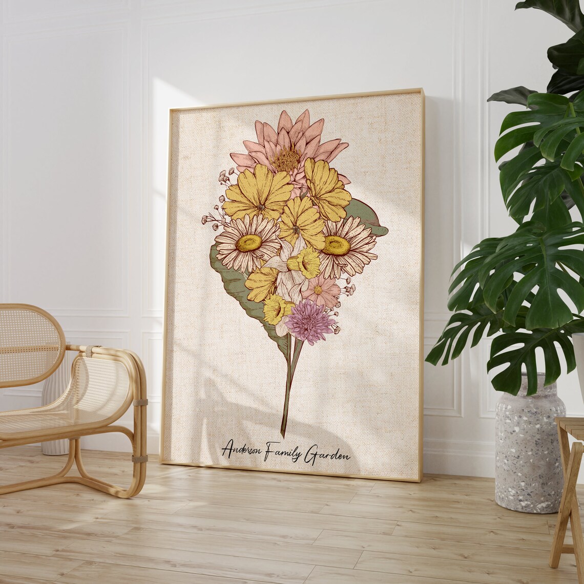 Family Birth Flower Bouquet Personalized Art Print - Image 3