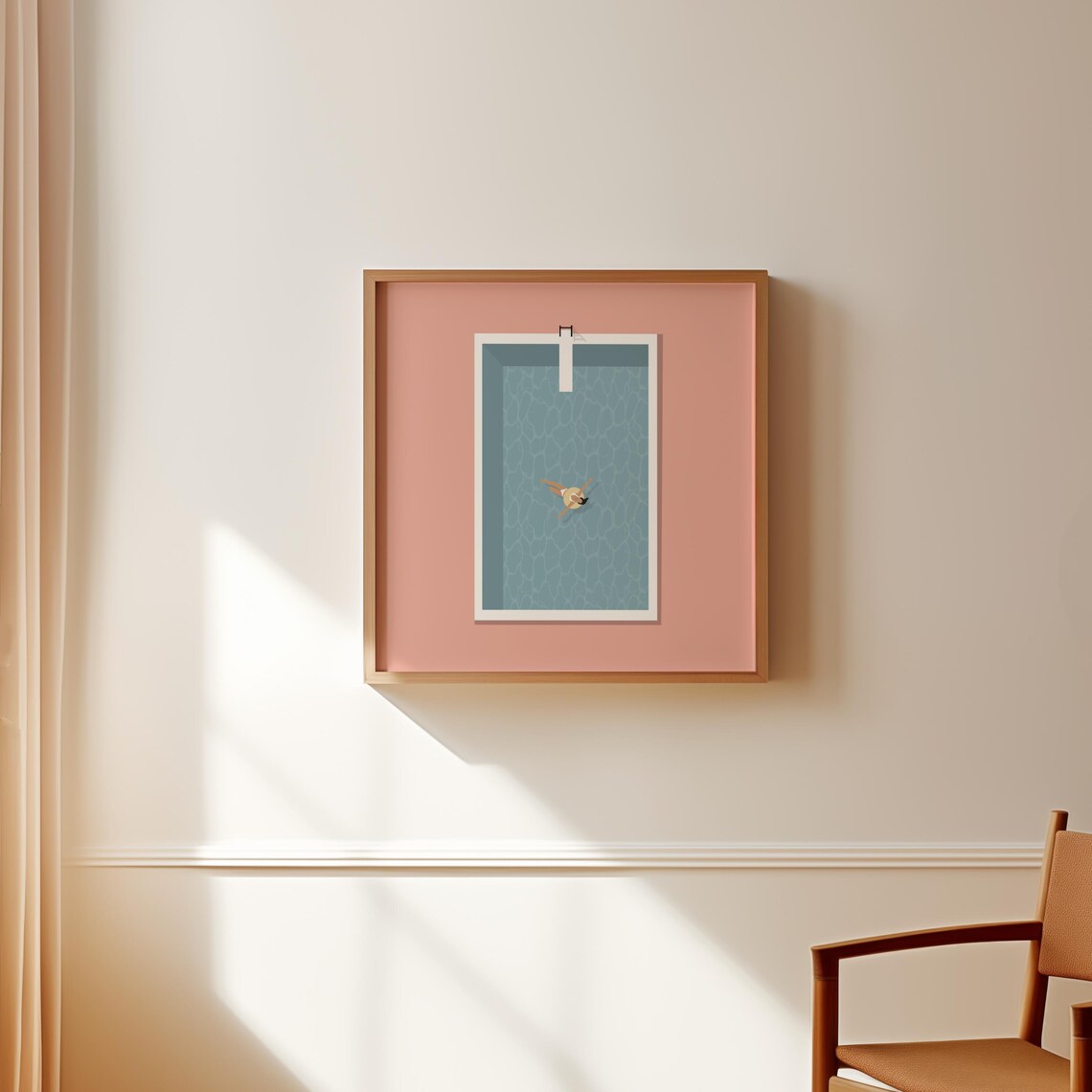 Retro Pink Swimming Pool Woman Floating Art Print - Image 3