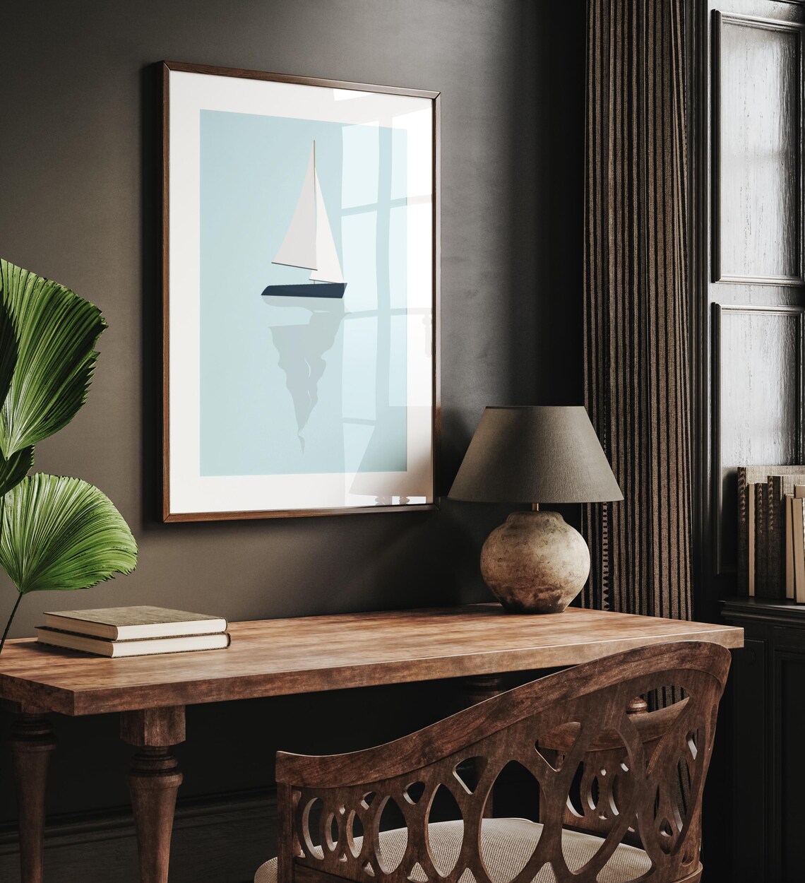 Tiny Sailboat Minimalist Ocean Poster, Beach Decor - Image 4