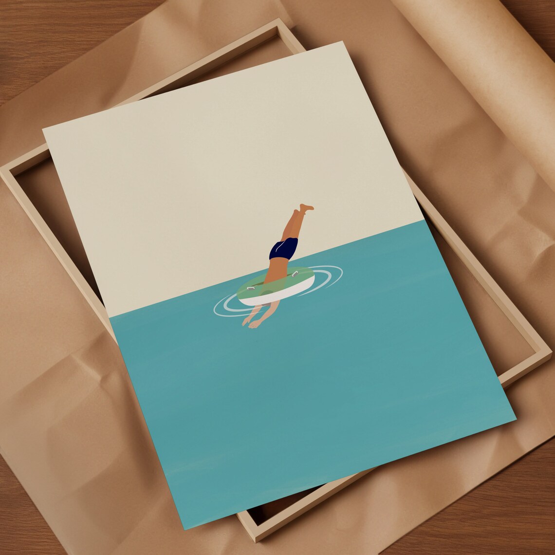 Minimalist Swimming Pool Jumping Tube Art Print - Image 4