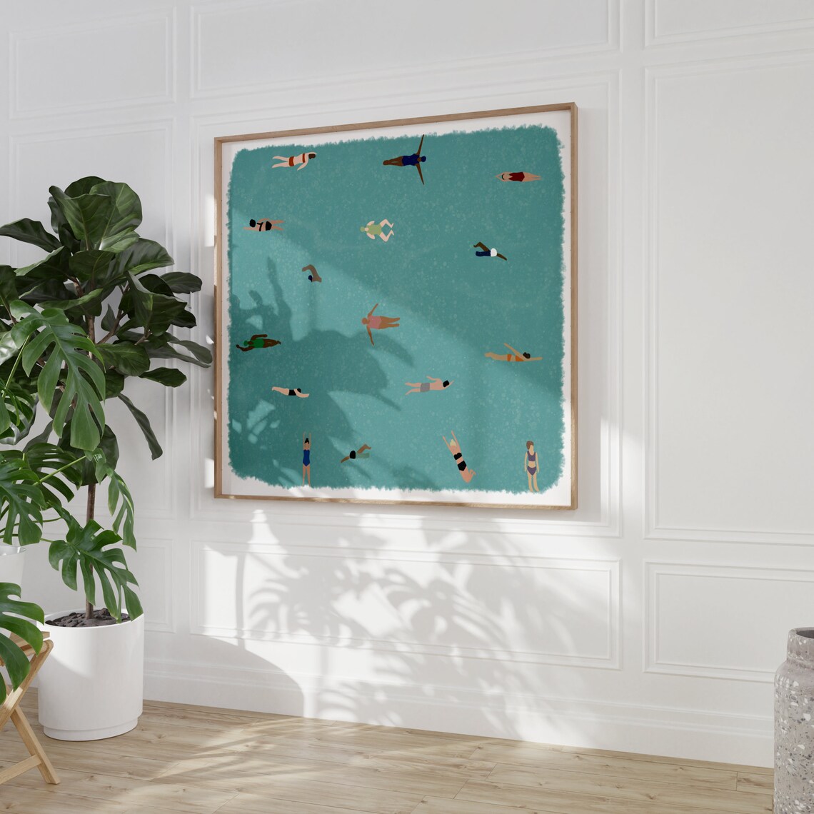Tiny People Swimming In Pool, Playful Pool Art Print - Image 4