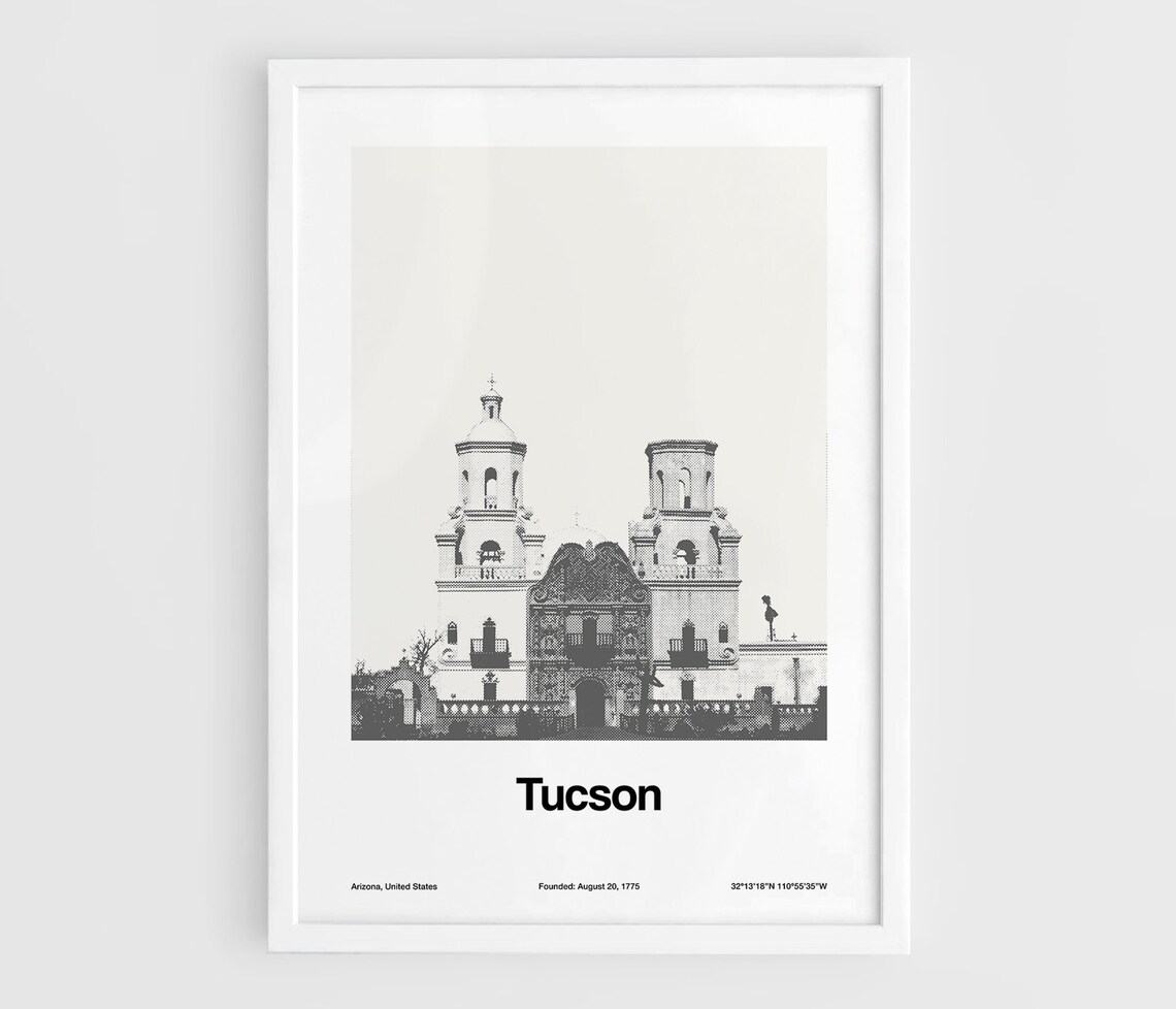 Tucson Minimalist Poster, Mission San Xavier Del Bac