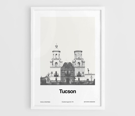 Tucson Minimalist Poster, Mission San Xavier Del Bac