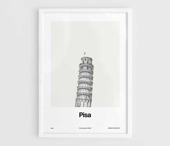 Pisa Minimalist Travel Poster, Tuscany Italy Print