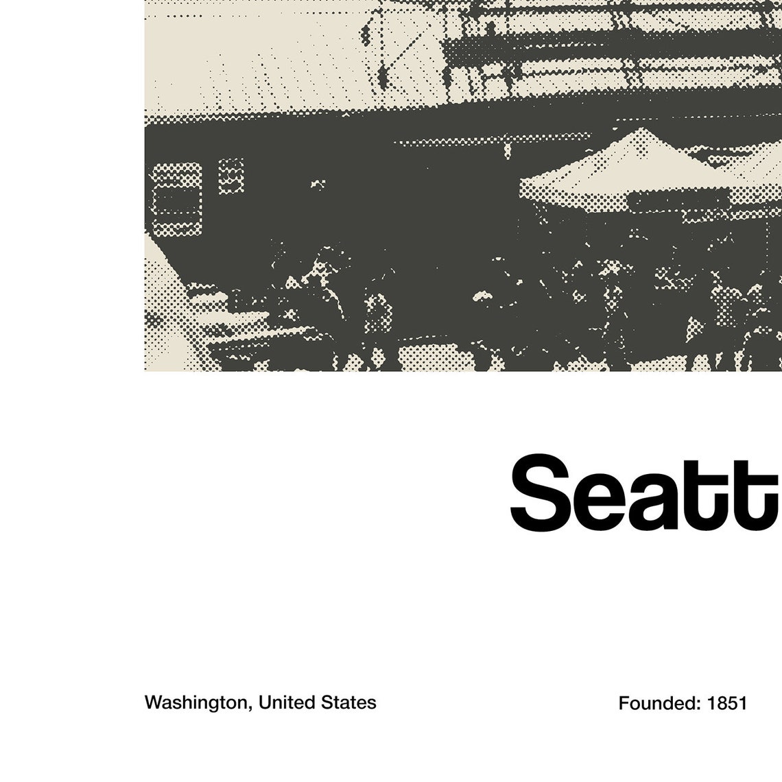 Seattle Black White Photo Decor, Custom City Print - Image 2