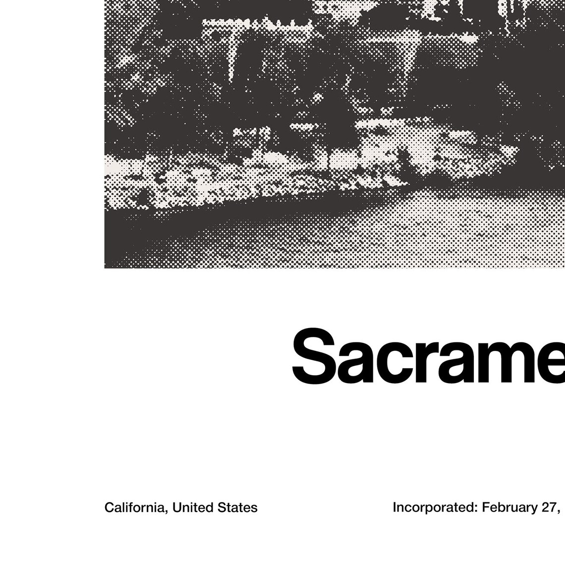 Sacramento Skyline Art Print, Black and White City - Image 4
