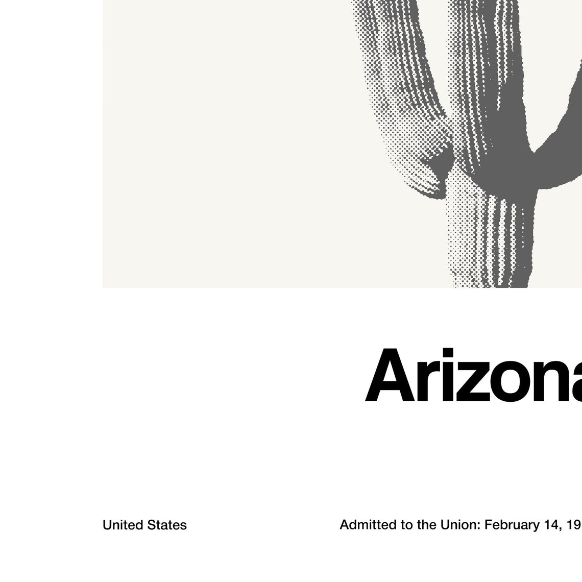 Arizona Saguaro Cactus Minimalist Black and White Art Print - Image 3