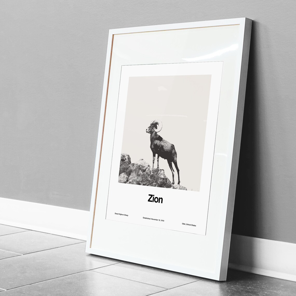 Zion National Park Desert Bighorn Sheep, Minimalist Art Print - Image 3