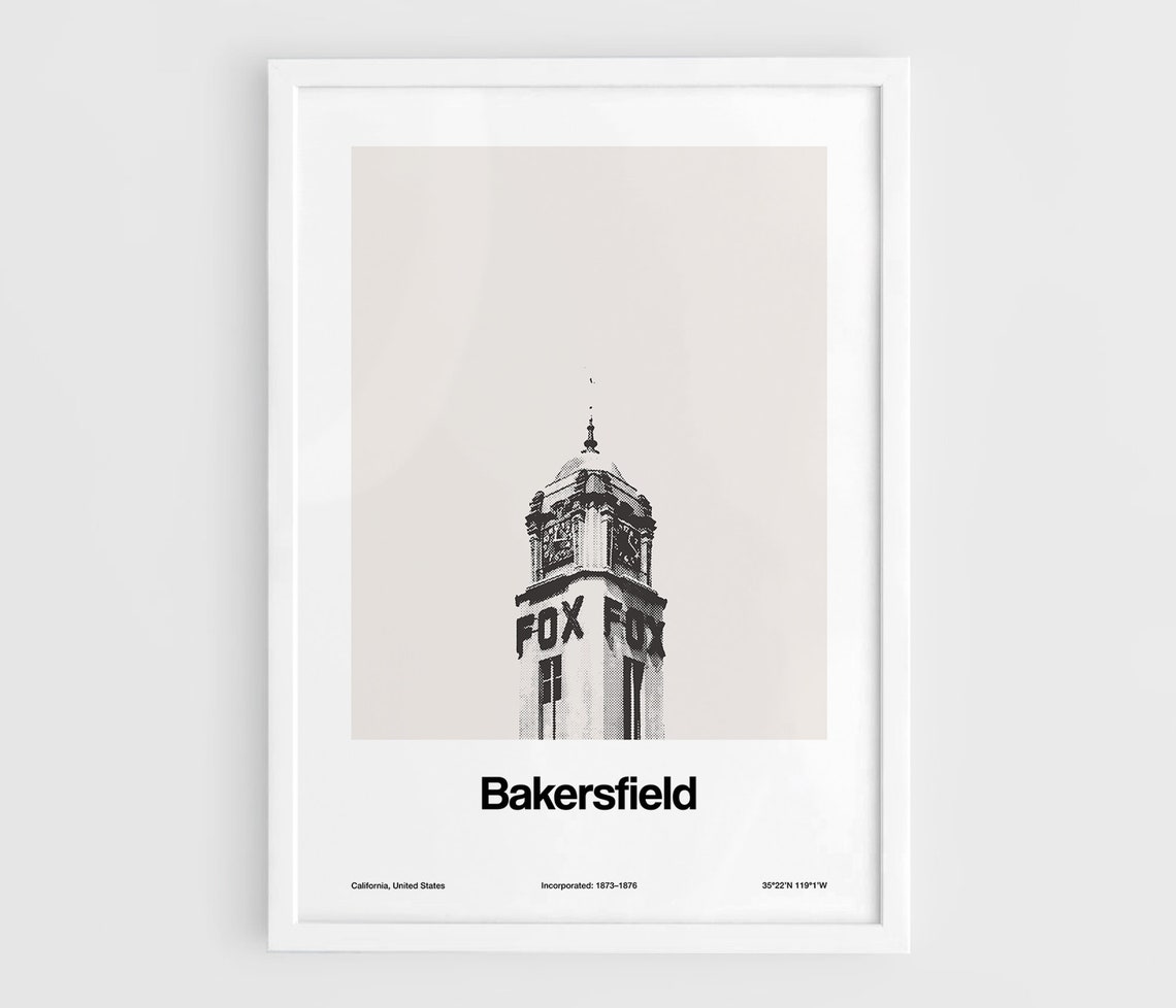 Bakersfield California Skyline, Minimalist Poster