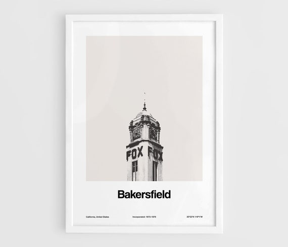 Bakersfield California Skyline, Minimalist Poster