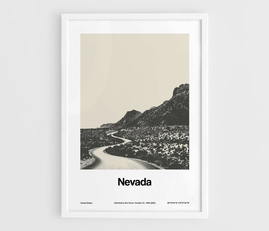 Nevada Landscape Black and White Minimalist Art Print