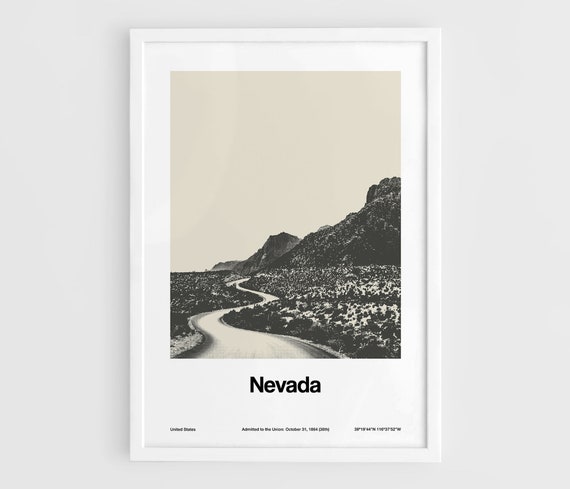 Nevada Landscape Black and White Minimalist Art Print