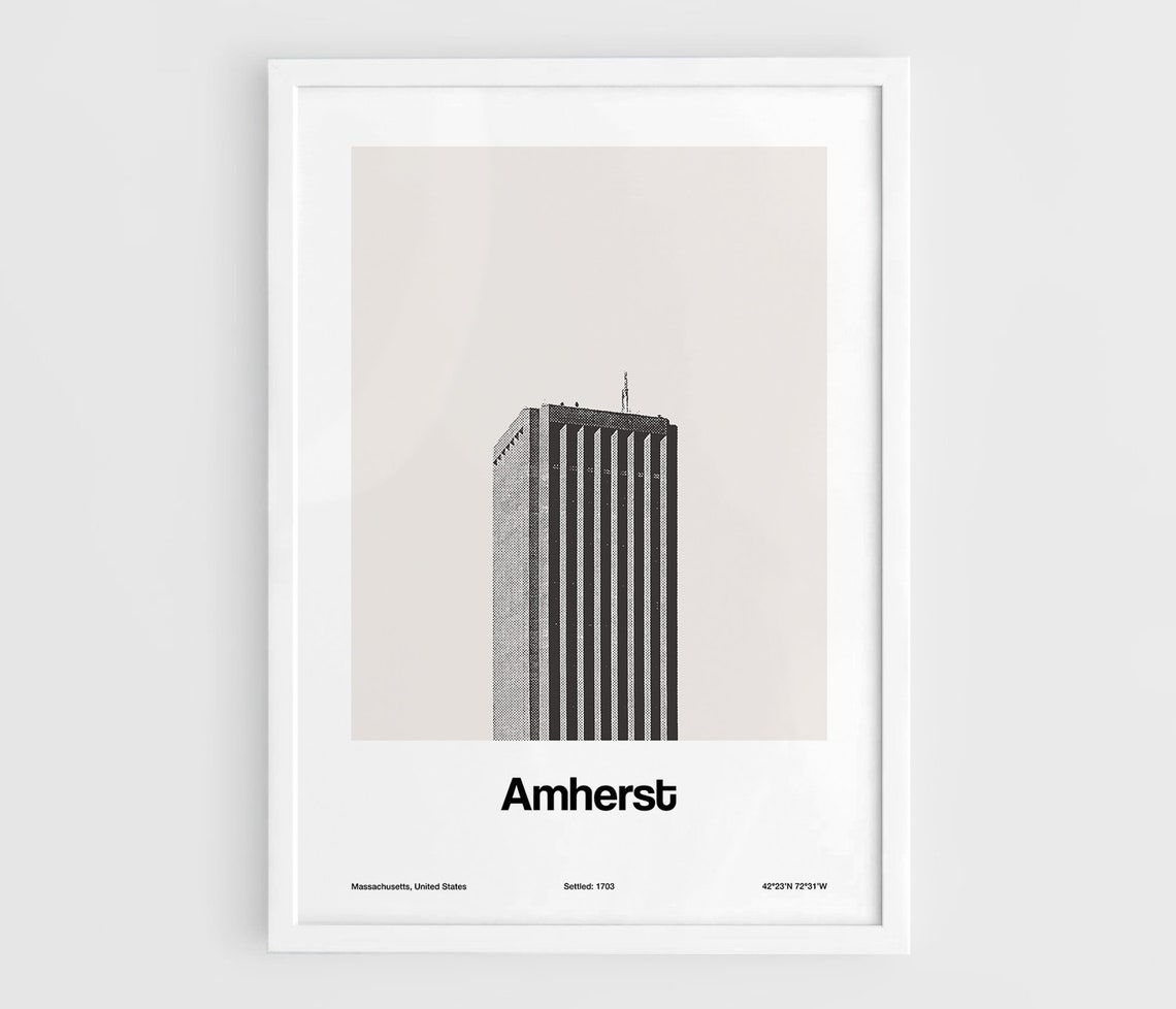 Custom Amherst Massachusetts Minimalist Travel Poster