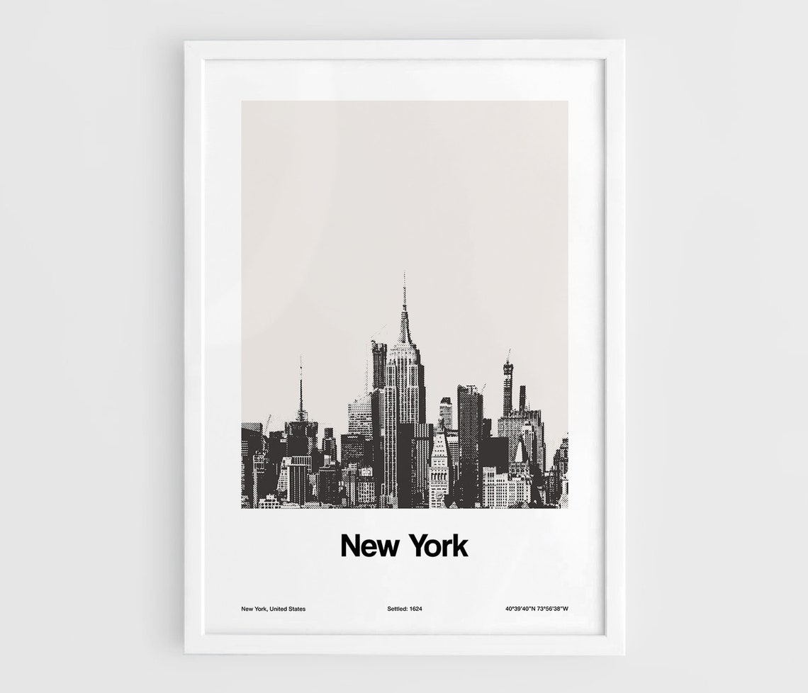 New York Manhattan Skyline, Minimalist Travel Poster