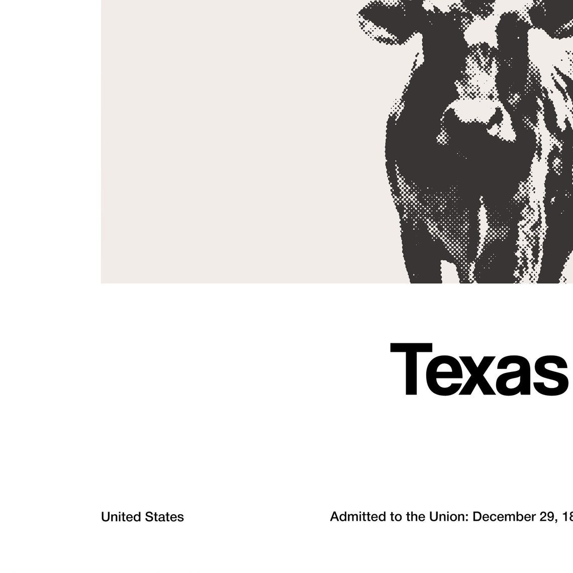 Texas Longhorn Arch, Minimalist Texas Travel Poster - Image 3